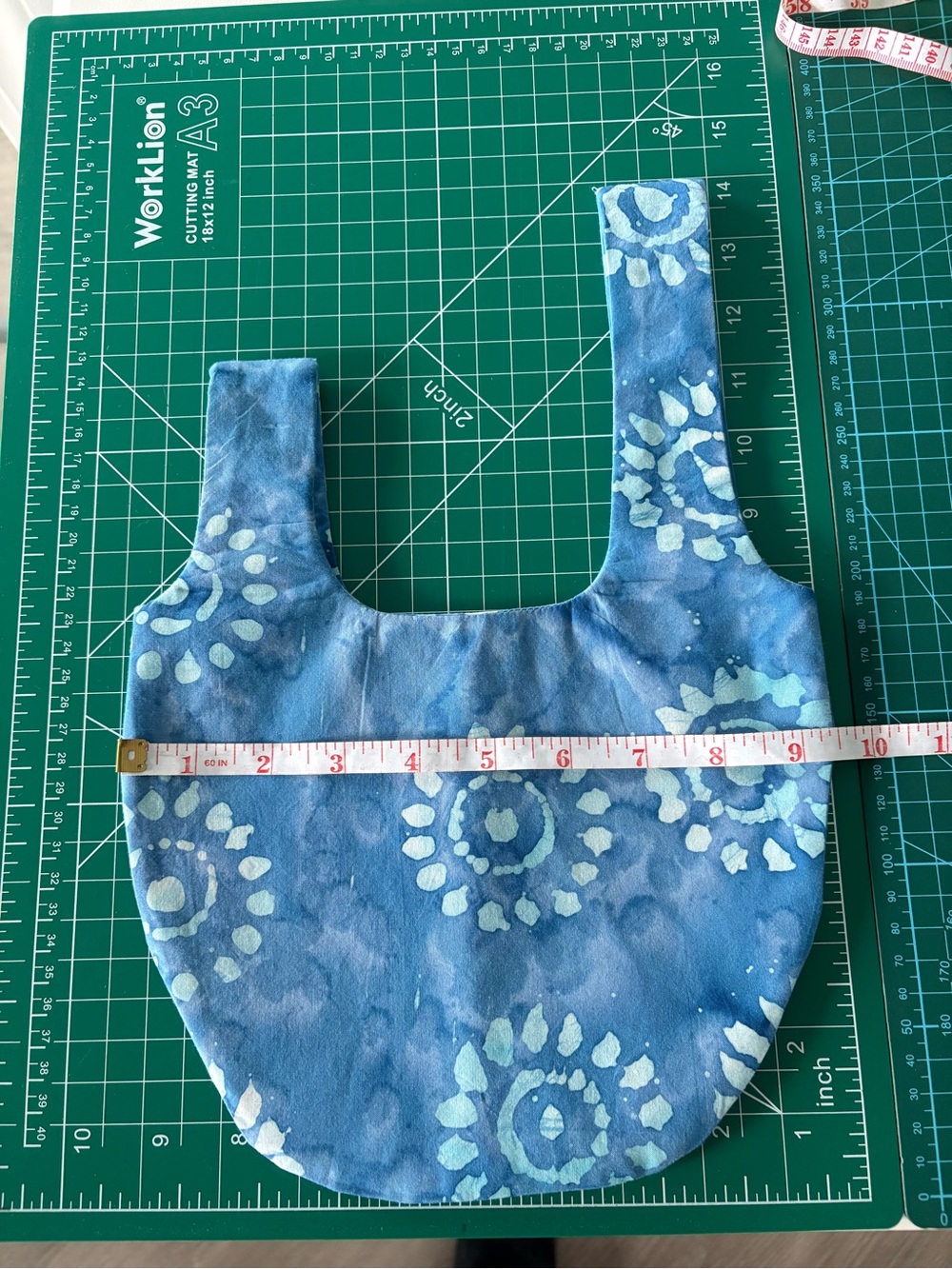 Reversible Blue Batik Wristlet Knot Bag with Matching Card Holder - Picture 9 of 9